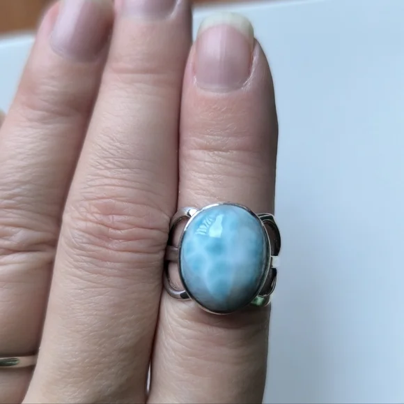 Sterling Silver Larimar Ring Sz 7.25